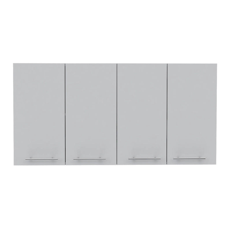 Meuble mural à quatre portes, conception à deux modules, étagères à deux niveaux — blanc
