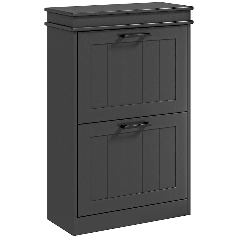 Meuble à chaussures pour entrée, rangement étroit avec 2 tiroirs basculants et étagères réglables pour 10 paires de chaussures