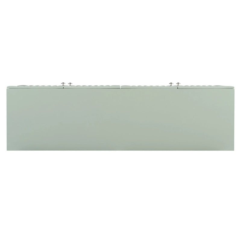Elegante aparador de cuatro puertas con puertas de diseño ondulado, patas cilíndricas y elegantes tiradores metálicos, ajustable, para sala de estar