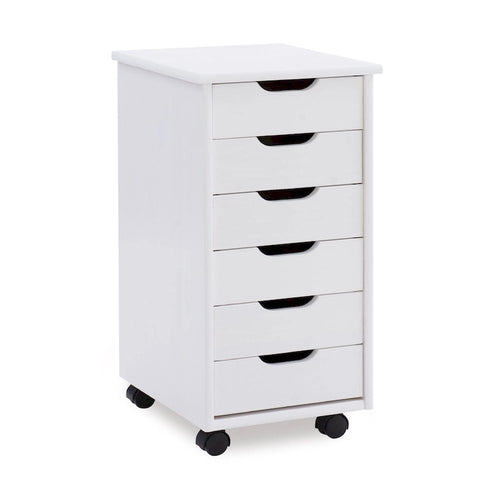 26 White Rolling Storage Cabinet with 6 Drawer