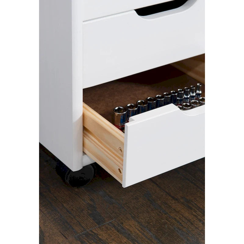 Meuble de rangement blanc roulant de 26 avec 6 tiroirs