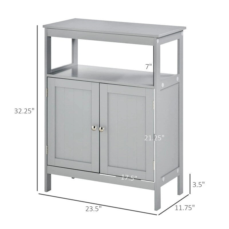 Freistehender moderner Badezimmerschrank mit Türen und offenem Regal - 11.75T x 23.5B x 32.25H
