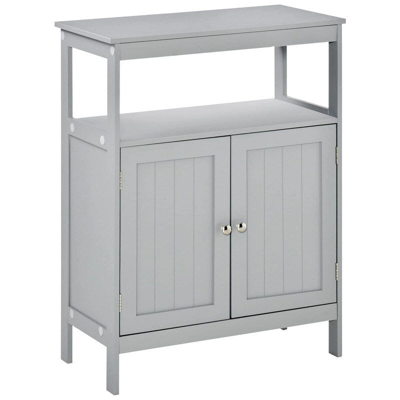 Freistehender moderner Badezimmerschrank mit Türen und offenem Regal - 11.75T x 23.5B x 32.25H