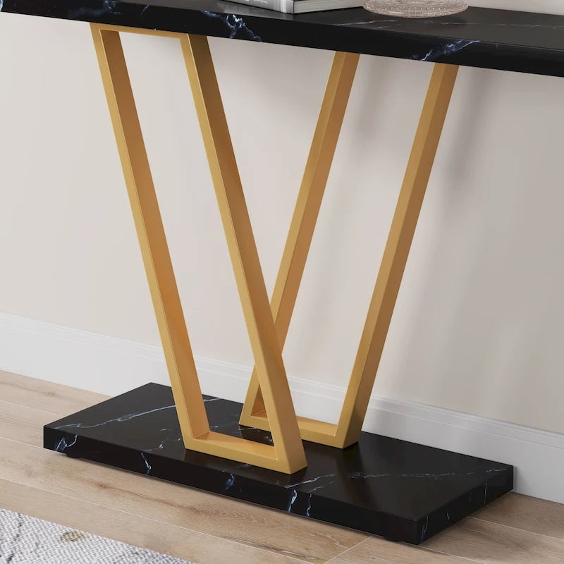 43.3Mesa consola, mesa de pasillo industrial con estantes de exhibición para entrada, pasillo, sofá, sala de estar, cocina y recibidor