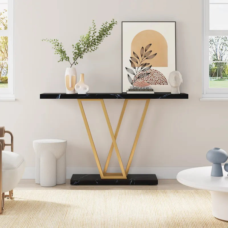 43.3-Konsolentisch, Flurtisch im Industriedesign mit Ausstellungsregal für Eingangsbereich, Flur, neben dem Sofa, Wohnzimmer, Küche und Eingangsbereich