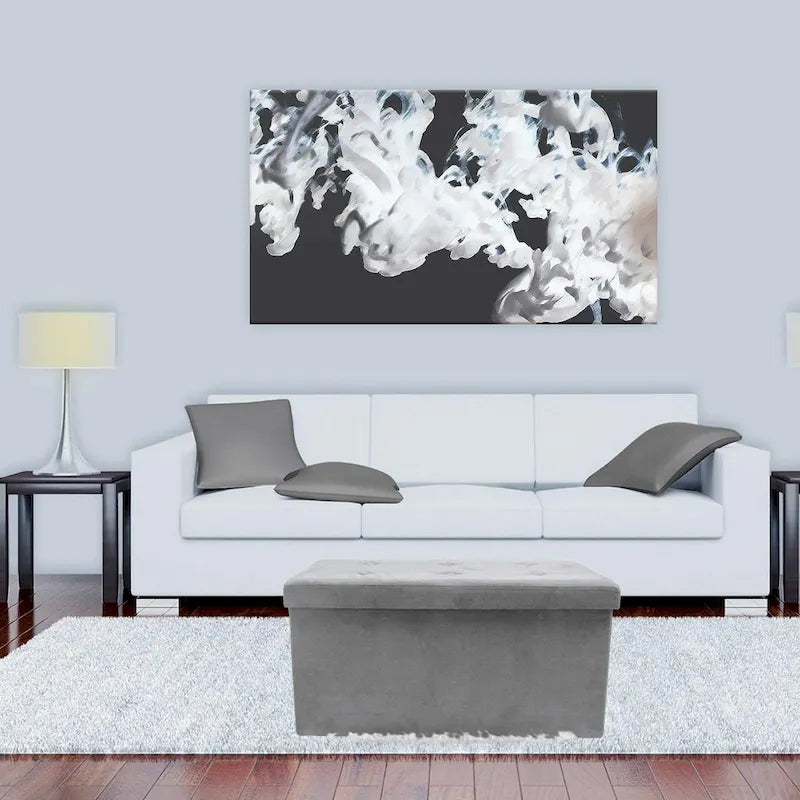 Aufbewahrungstruhe mit Sitzbank, zeitgenössisches Kunstveloursleder (klein, grau)