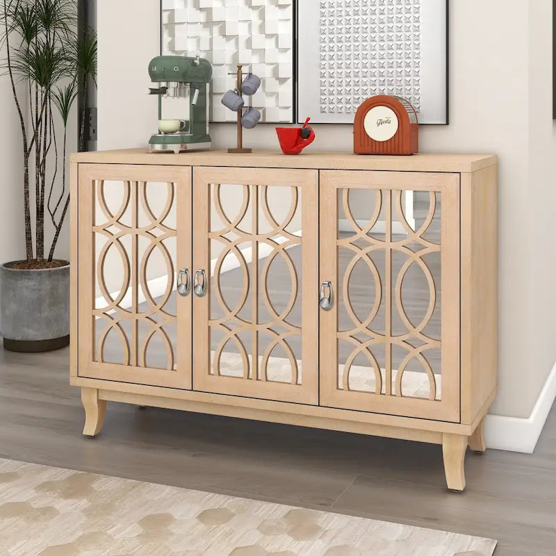 Buffetschrank/Sideboard mit 3 Spiegeltüren und Glastüren fürs Esszimmer