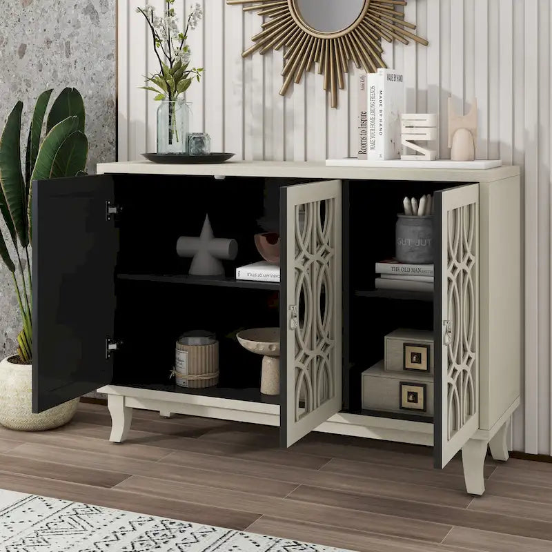 Buffetschrank/Sideboard mit 3 Spiegeltüren und Glastüren fürs Esszimmer