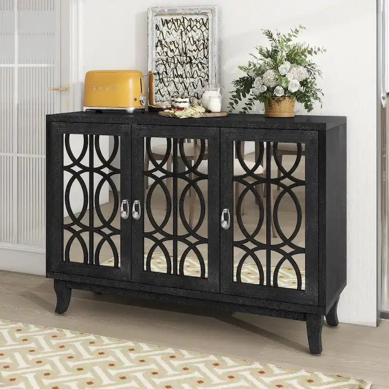 Buffetschrank/Sideboard mit 3 Spiegeltüren und Glastüren fürs Esszimmer