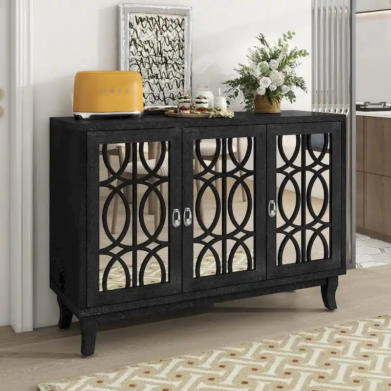 Buffetschrank/Sideboard mit 3 Spiegeltüren und Glastüren fürs Esszimmer