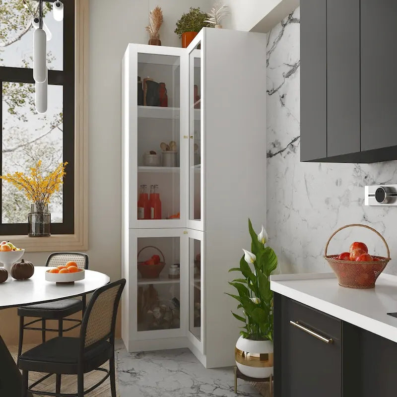 Meuble de salle de bain d’angle blanc de 78.7H - rangement élégant pour toutes les pièces
