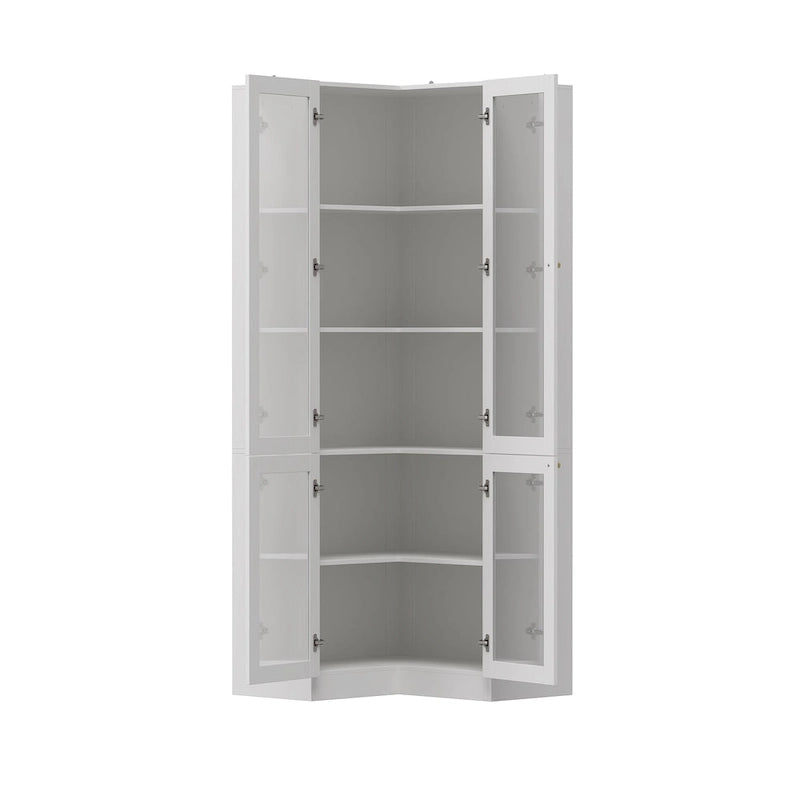 Meuble de salle de bain d’angle blanc de 78.7H - rangement élégant pour toutes les pièces
