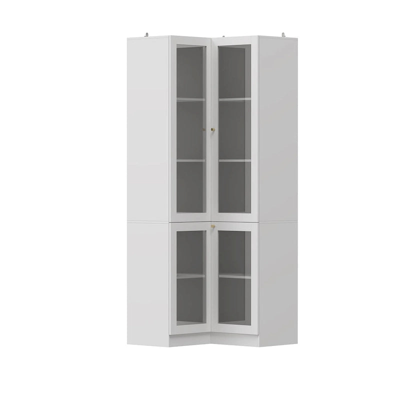 Meuble de salle de bain d’angle blanc de 78.7H - rangement élégant pour toutes les pièces