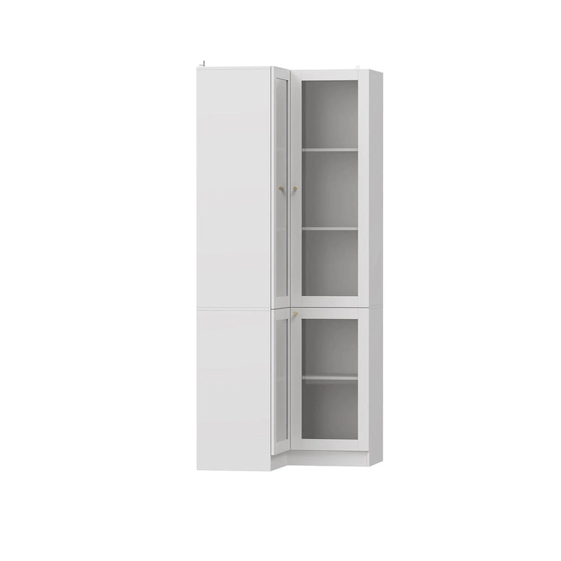 Meuble de salle de bain d’angle blanc de 78.7H - rangement élégant pour toutes les pièces