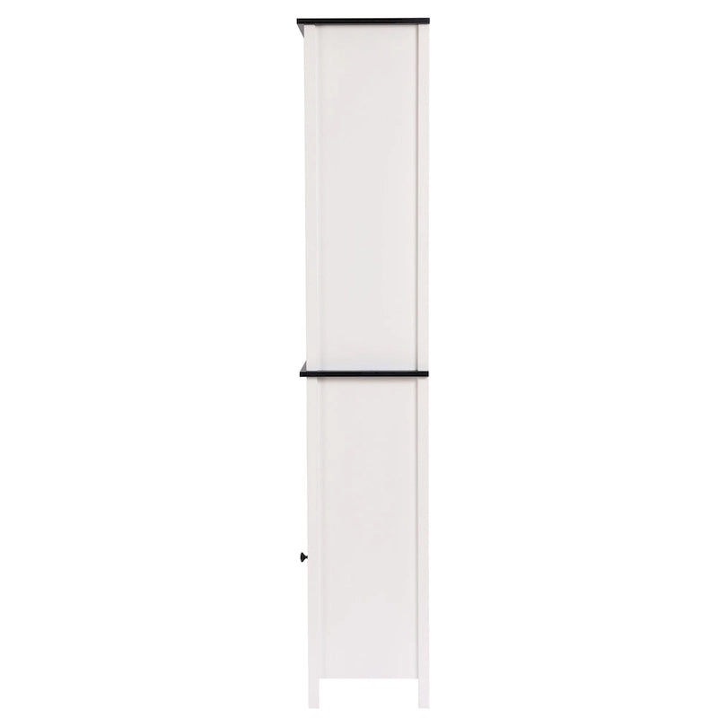 Colonne de rangement de salle de bain en bois blanc et noir - 63 H x 15.75 W x 11.81 D