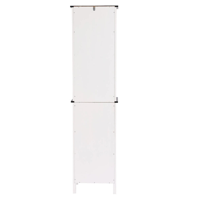 Colonne de rangement de salle de bain en bois blanc et noir - 63 H x 15.75 W x 11.81 D
