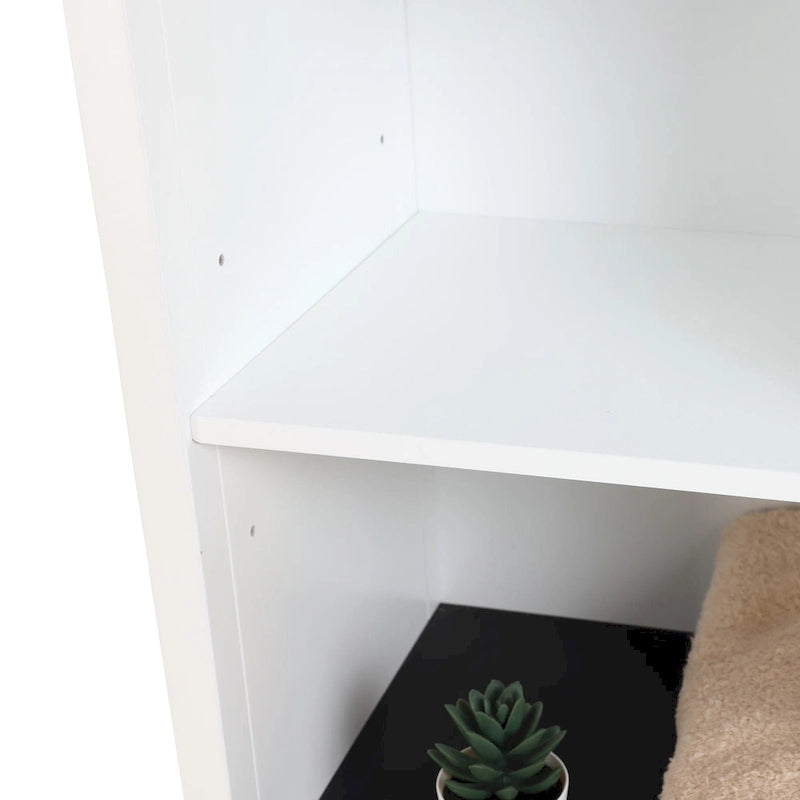 Colonne de rangement de salle de bain en bois blanc et noir - 63 H x 15.75 W x 11.81 D