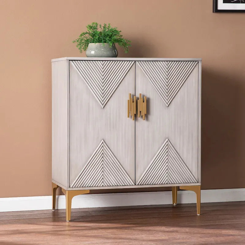 SEI Furniture Laurelvale Grey Wood Cabinet w/ Goldtone Legs/Pulls