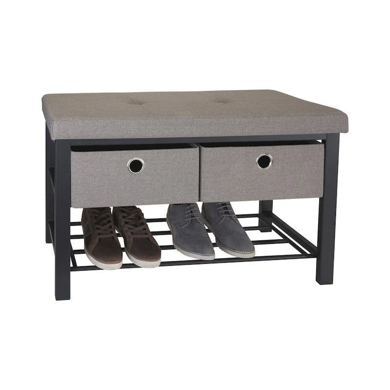 Banc d’entrée double avec rangement pour chaussures, taupe - 31.9x 12.6x 19.5