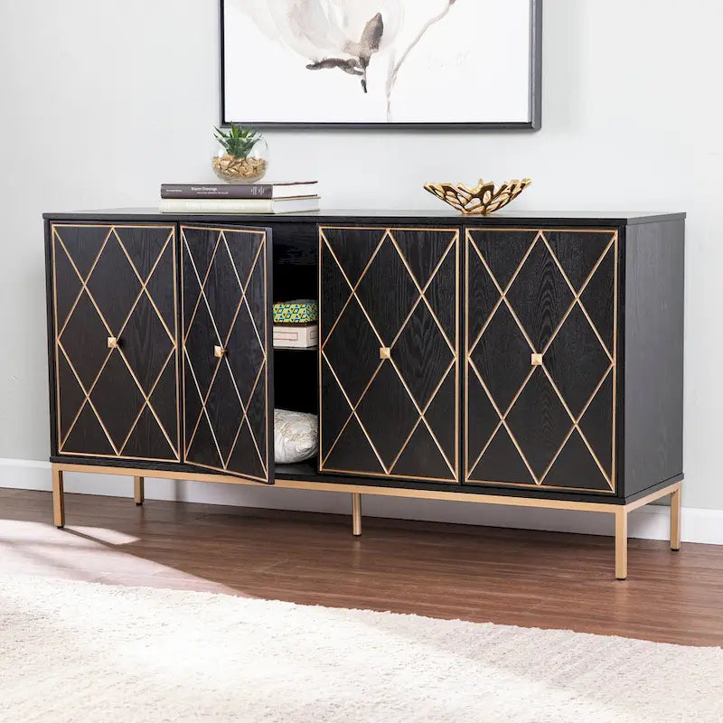 Armoire en bois contemporaine avec détails dorés