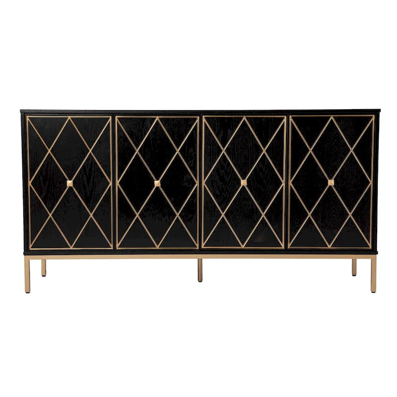 Armoire en bois contemporaine avec détails dorés