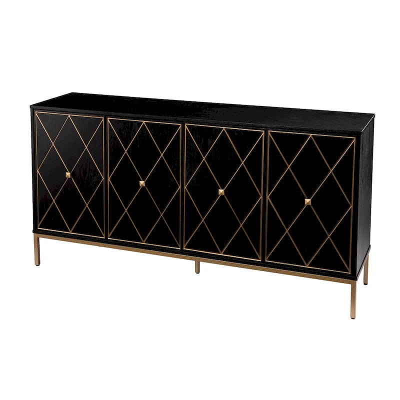 Armoire en bois contemporaine avec détails dorés
