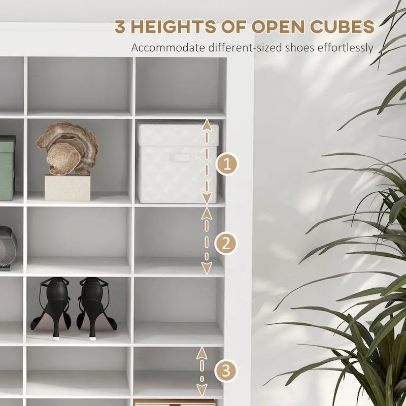 Meuble à chaussures haut de 71 pour entrée, rangement étroit pour chaussures, blanc