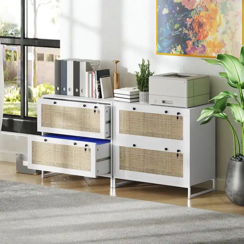 Archivador de 2 cajones con cerradura, archivador vertical con llaves