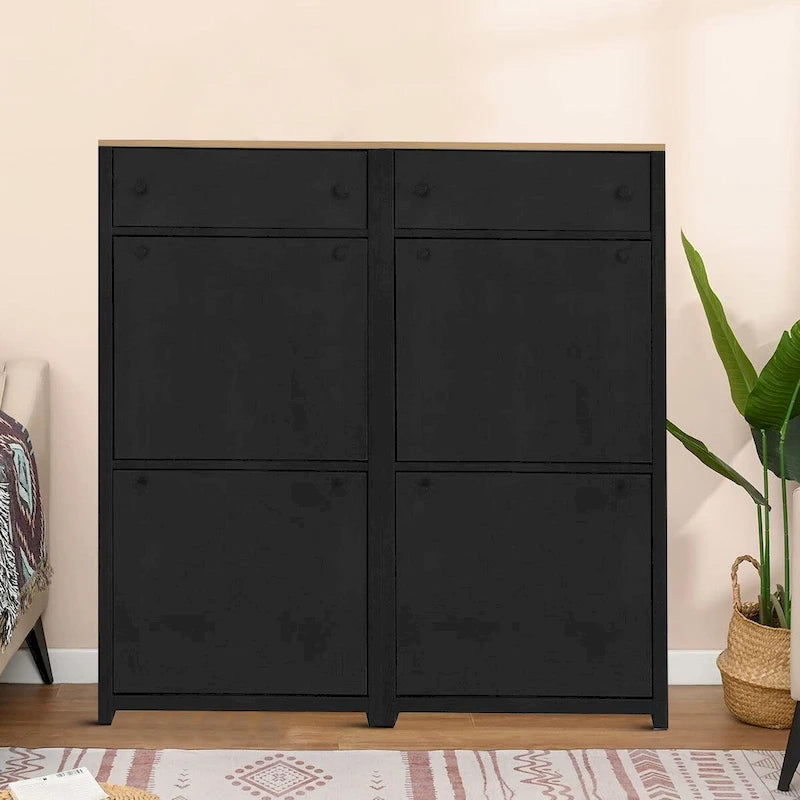 Ensemble moderne minimaliste de deux meubles à chaussures en bois