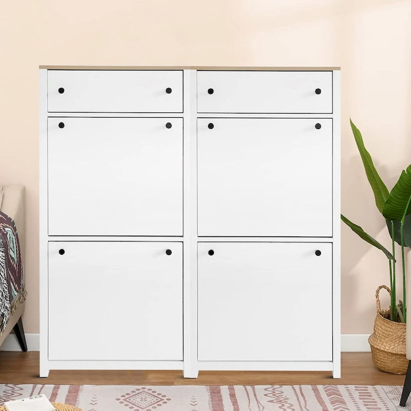 Juego moderno y minimalista de dos zapateros de madera