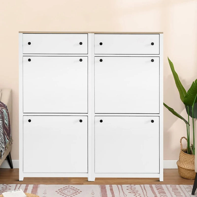 Ensemble moderne minimaliste de deux meubles à chaussures en bois