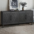Armario grande de almacenamiento con puerta de flores talladas y manija de metal, ideal para la sala, la cocina y la entrada