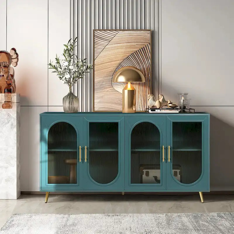 Mueble para TV de 65 pulgadas o más, mueble de madera para TV con armario de almacenamiento y estantes ajustables, consola multimedia para sala de estar y dormitorio