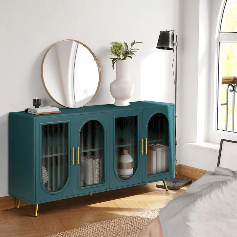 Mueble para TV de 65 pulgadas o más, mueble de madera para TV con armario de almacenamiento y estantes ajustables, consola multimedia para sala de estar y dormitorio