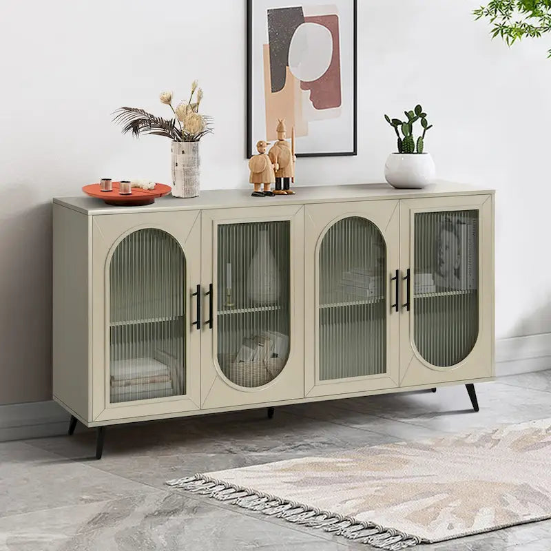 TV-Ständer für Fernseher ab 65 Zoll, TV-Ständer aus Holz mit Aufbewahrungsschrank und verstellbaren Regalböden, Medienkonsole fürs Wohn- oder Schlafzimmer
