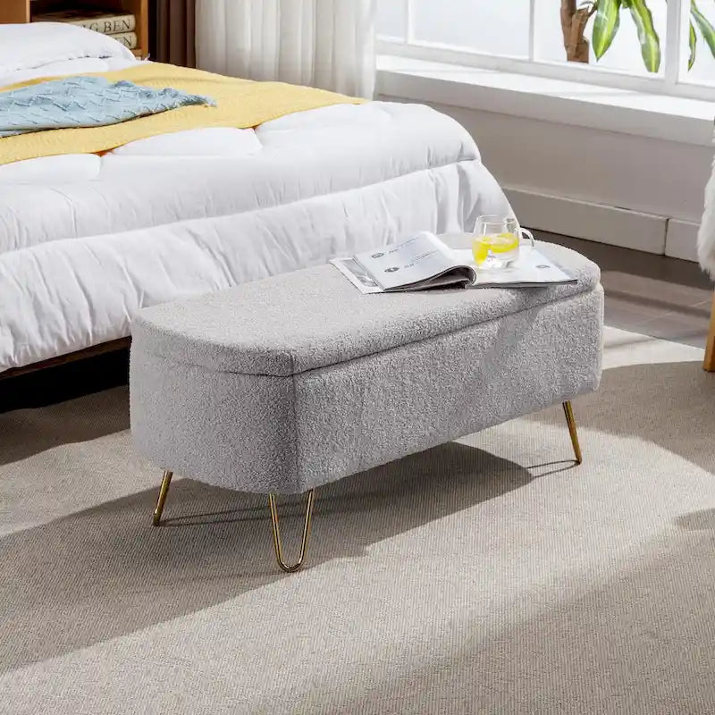 Banc coffre moderne rembourré avec pieds en métal