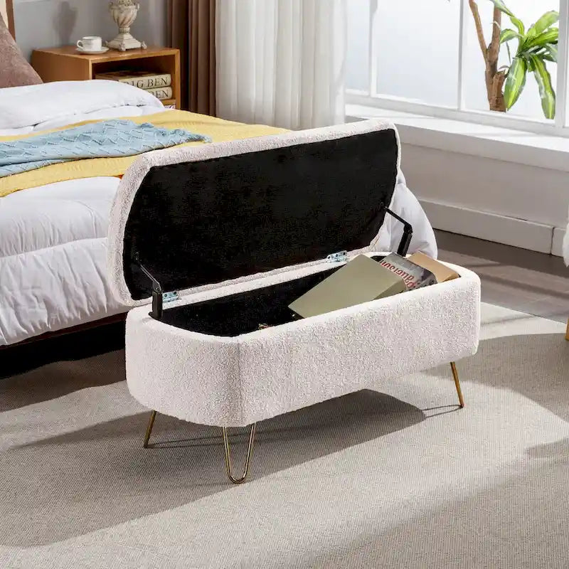Banc coffre moderne rembourré avec pieds en métal
