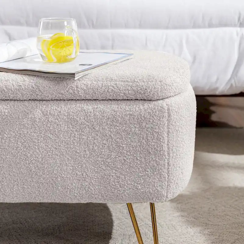 Banc coffre moderne rembourré avec pieds en métal