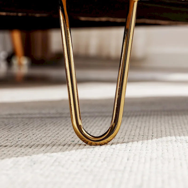 Banc coffre moderne rembourré avec pieds en métal