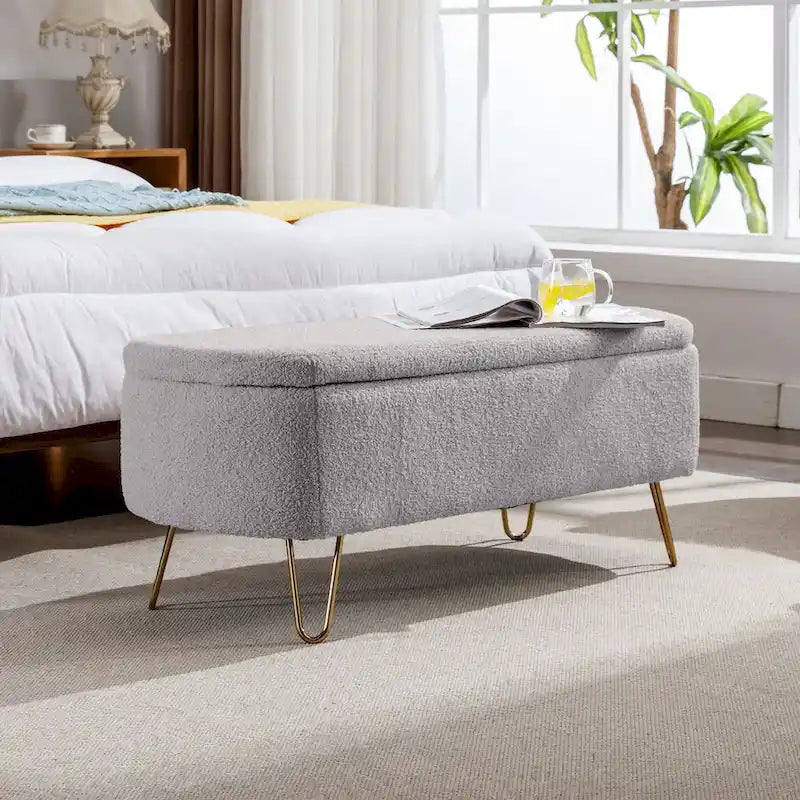 Banc coffre moderne rembourré avec pieds en métal