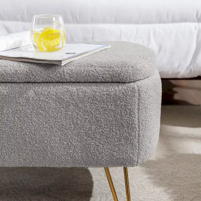 Banc coffre moderne rembourré avec pieds en métal