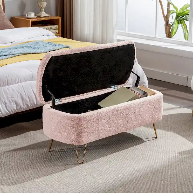 Banc coffre moderne rembourré avec pieds en métal