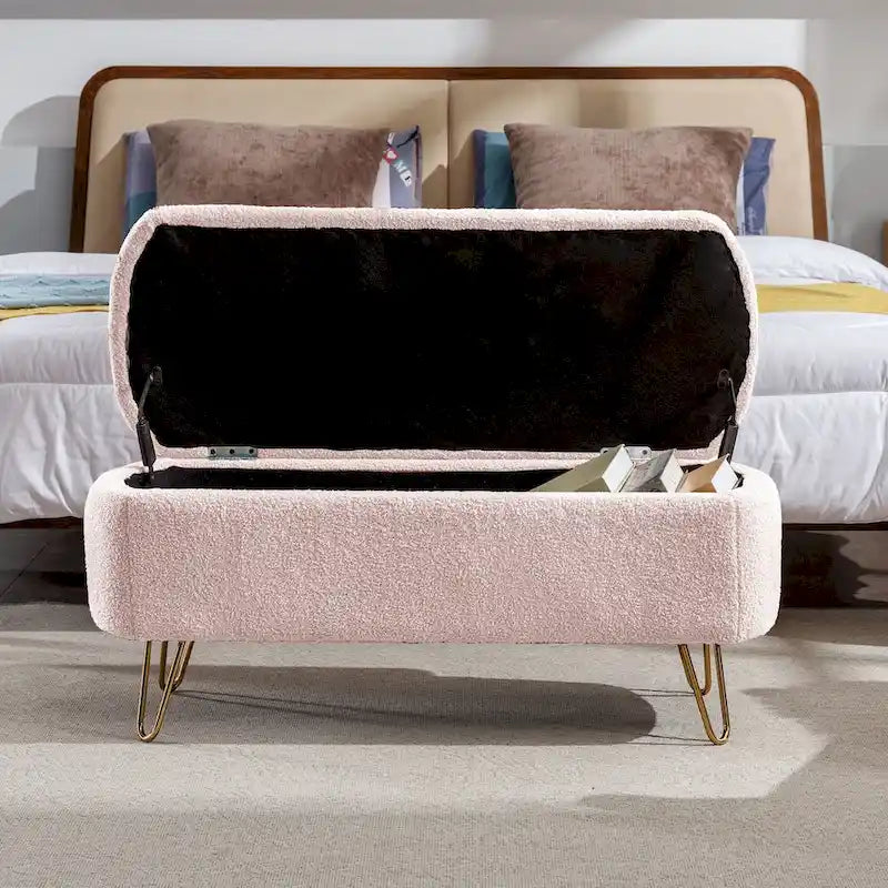 Banc coffre moderne rembourré avec pieds en métal