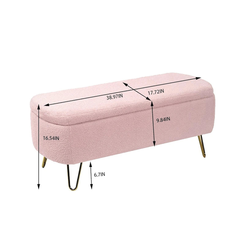 Banc coffre moderne rembourré avec pieds en métal