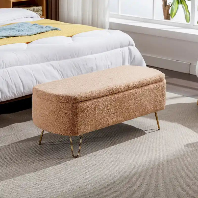 Banc coffre moderne rembourré avec pieds en métal