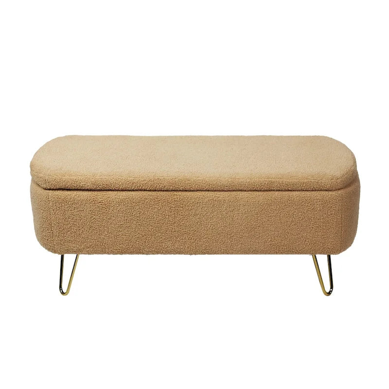 Banc coffre moderne rembourré avec pieds en métal