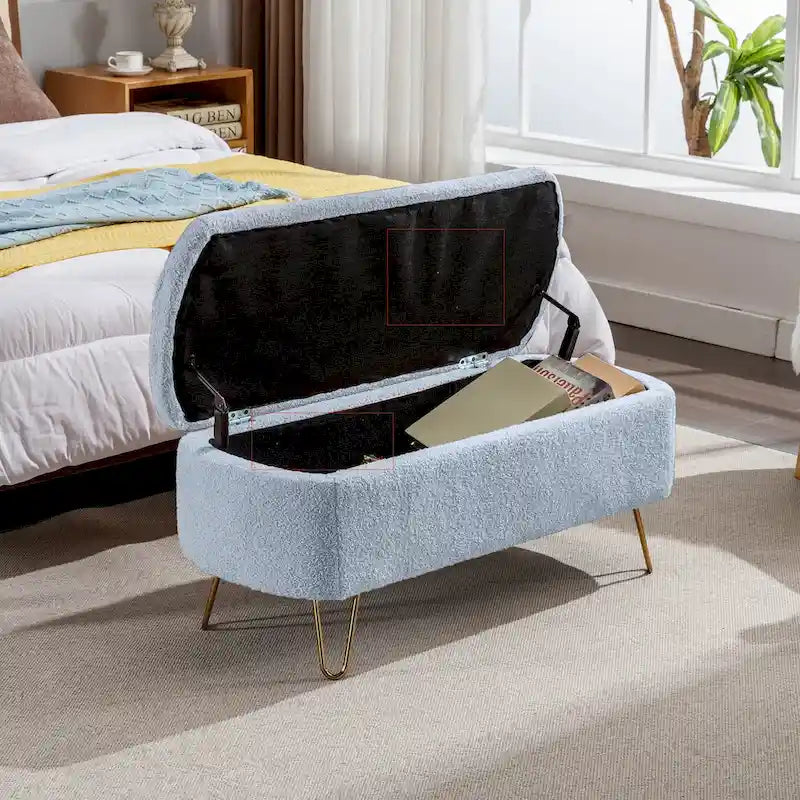 Banc coffre moderne rembourré avec pieds en métal