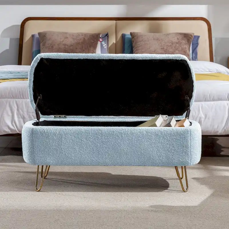 Banc coffre moderne rembourré avec pieds en métal