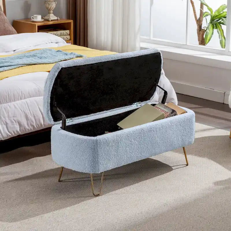 Banc coffre moderne rembourré avec pieds en métal
