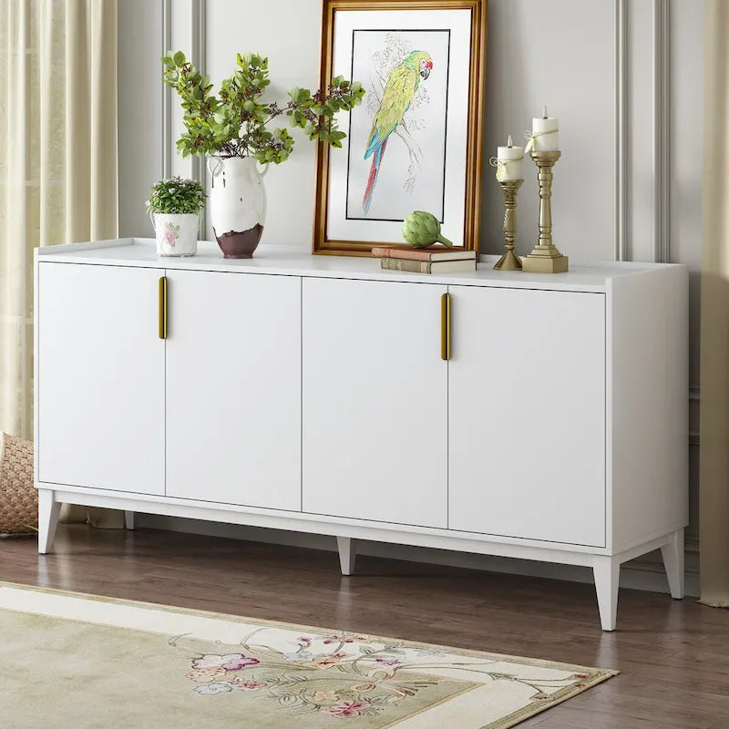 Buffet de rangement en bois avec 4 portes et étagères réglables, pour le couloir, l’entrée, le salon ou la chambre